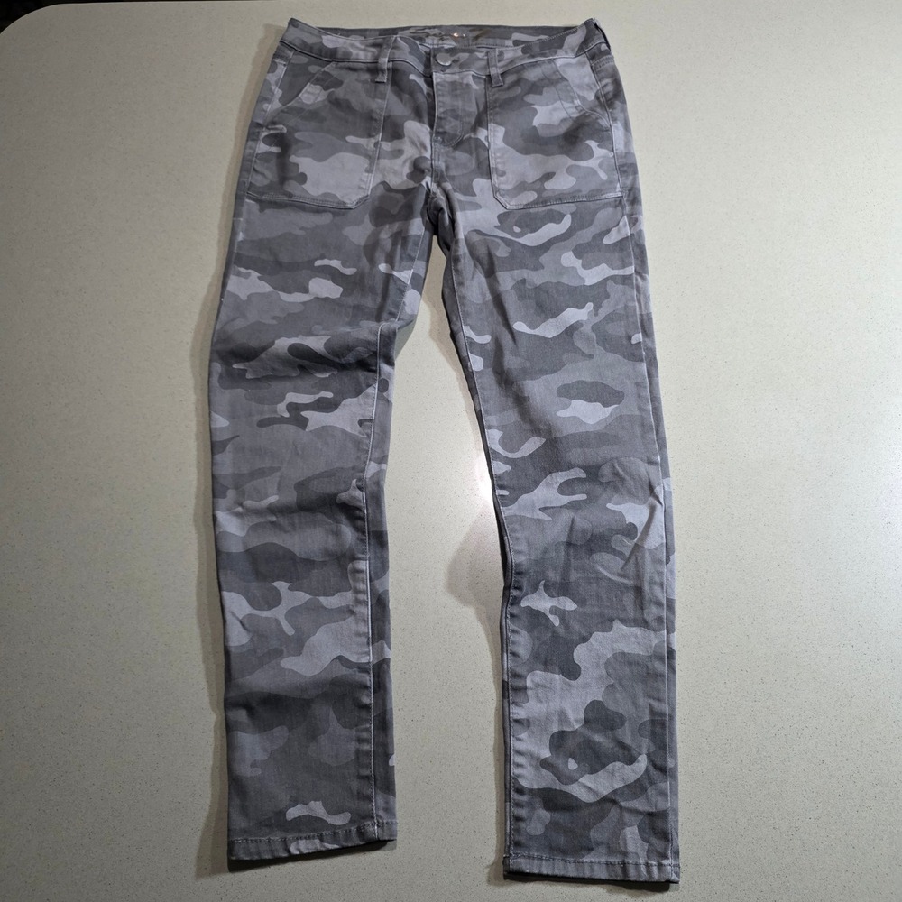 Seven7 Women Grey Camo Utility Ankle Skinny Pants Size 6 Stretch Mid Rise Jeans